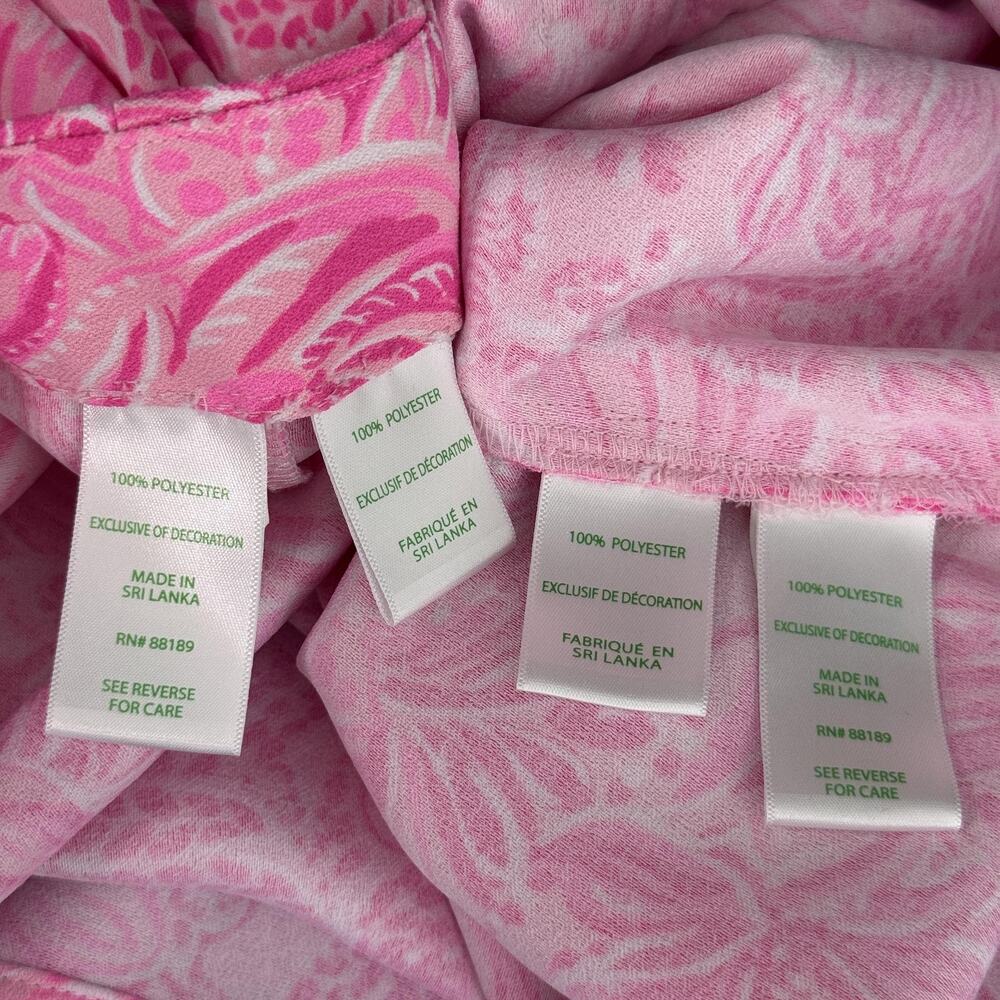 Lilly Pulitzer Fola Set Women 4 Pink Blossom Foxy Llama Top Shorts Floral Resort - Picture 3 of 16